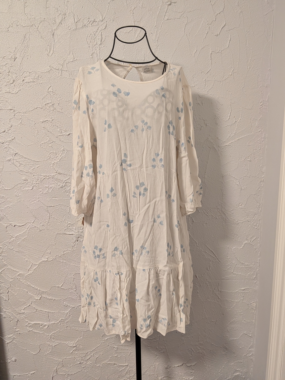 Wilfred S Light Blue Floral White Dress